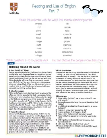 B2. FCE Reading and Use of English part 7