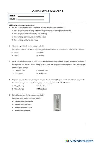 Latihan sas ipa kelas 7