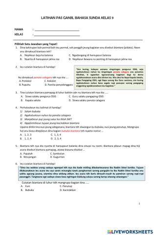 Latihan pas bahasa sunda 9