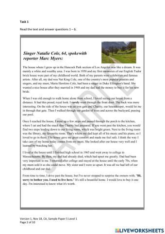 ESB ESOL Reading Exam D Level 1