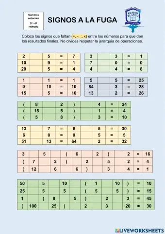 Signos a la fuga (Números naturales)