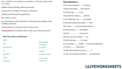 Prepositions practice