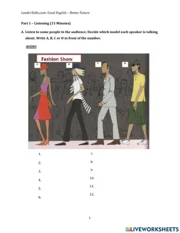 Topic 1: Clothes (Level B)