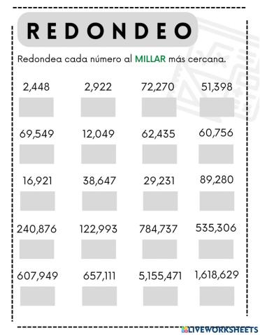 Redondear a millar