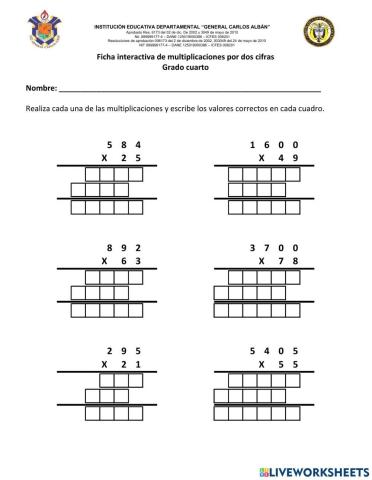 Multiplicación de dos cifras