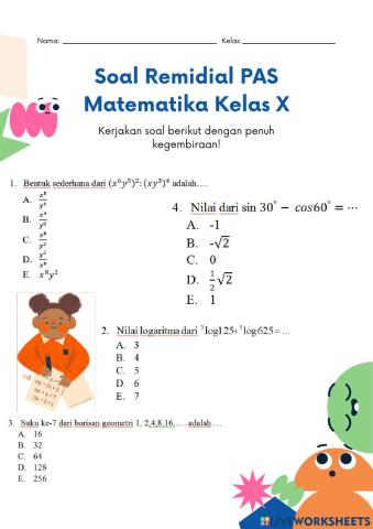 Soal Remidial PAS Mat Kelas X