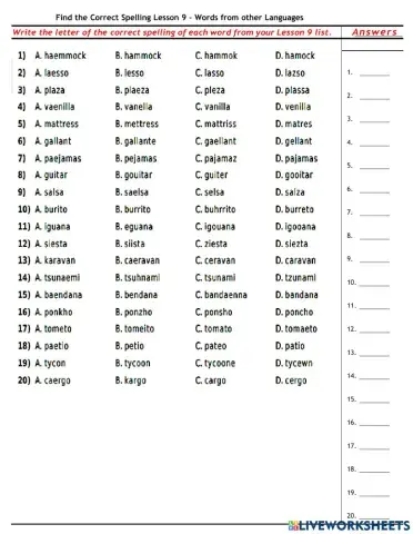 Lesson 9 - Find the Correct Spelling