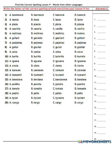 Lesson 9 - Find the Correct Spelling