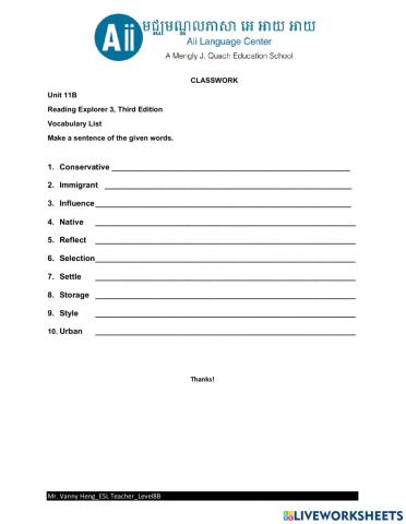 REX3 3rd Edition-Unit 11B-Vocab