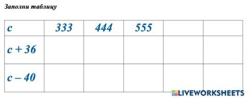 Заполни пропуски. Числовые выражения