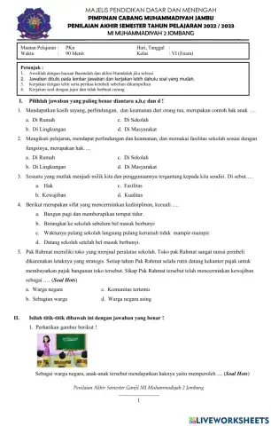 PAS ganjil tema 3 muatan pelajaran PKn