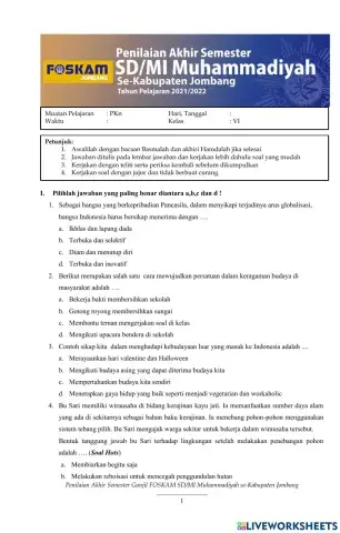 PAS Tema 4 muatan pelajaran PKn