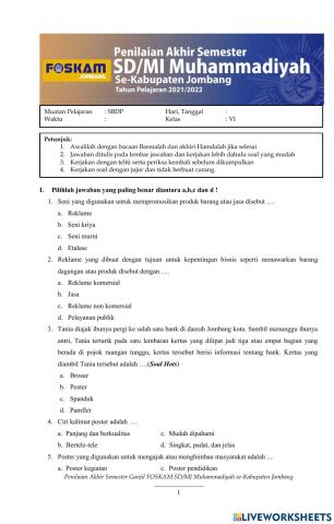 PAS Tema 4 muatan pelajaran SBDP