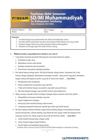 PAS Tema 5 muatan pelajaran PKn