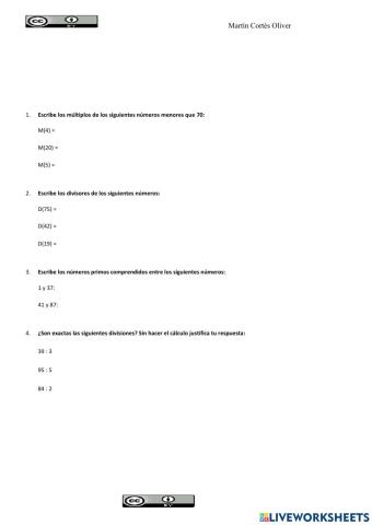 Múltiplos y divisores