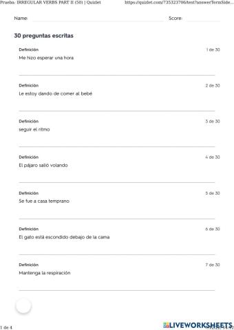 Irregular verbs part 2 (25-50)