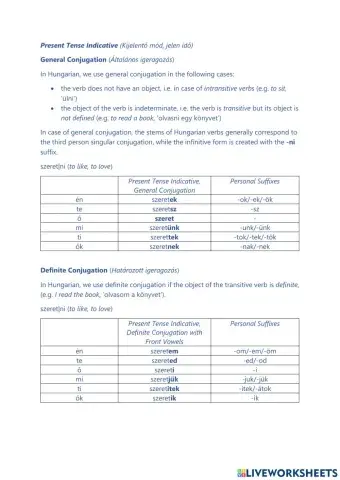 Present Tense Indicative