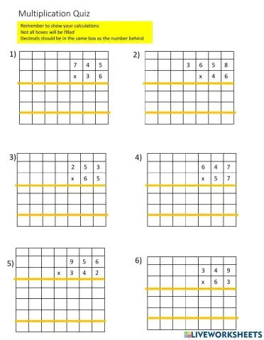 Multiplication Quiz 6