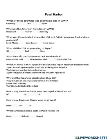 The attack on Pearl Harbor