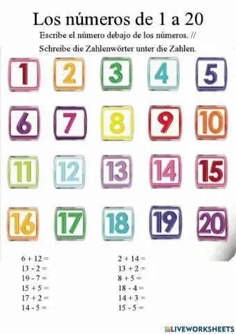 Los números de 1 a 20