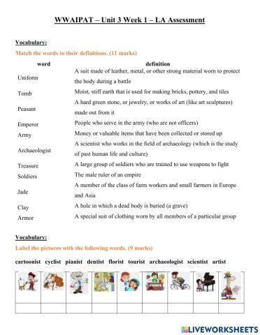 Language Arts Assessment - Unit 3 Week 1