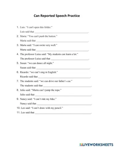 Can Reported speech practice