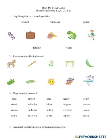 Sunetele și literele a, e, c, i, s, ă, j)