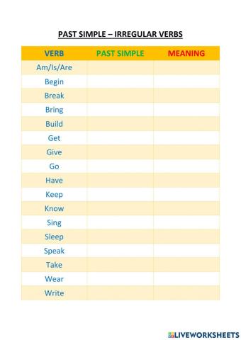 Past simple - Irregular Verbs