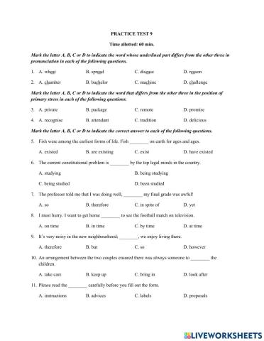 Practice test 9