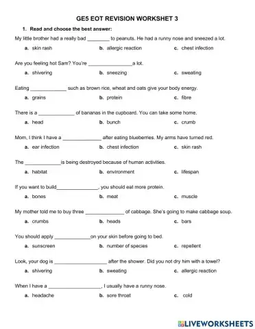 Ge5 eot revision worksheet 3