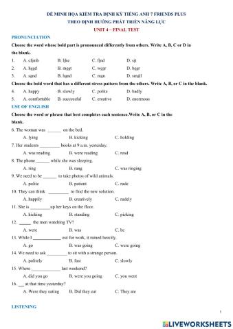 Friendplus 7 - Unit 4- finish