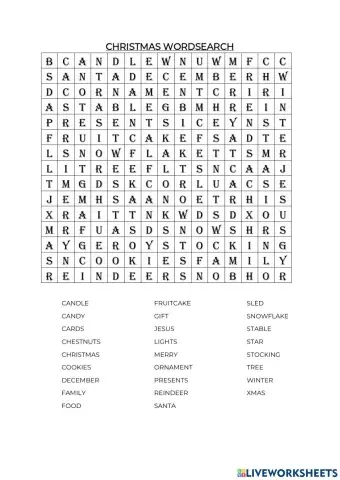 Christmas wordsearch