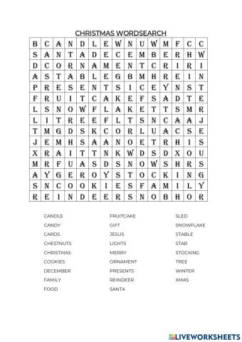 Christmas wordsearch