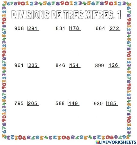 Divisions de 3 xifres