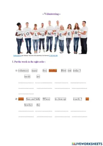 Volunteering - phrases and Be-ing