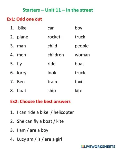 Get ready for starters unit 11 in the street