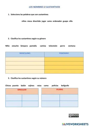 Género y número de los sustantivos