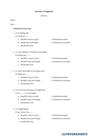 Activity 2 Expression of Suggestion