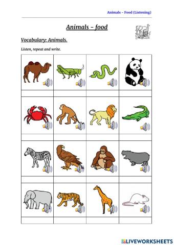 Animals and food - Listening