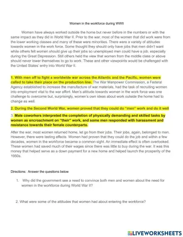 Women entering the workforce