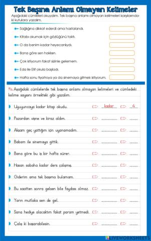 Türkçe-Tek Başına Anlamı Olmayan Kelimeler