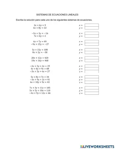 Sistemas de ecuaciones lineales