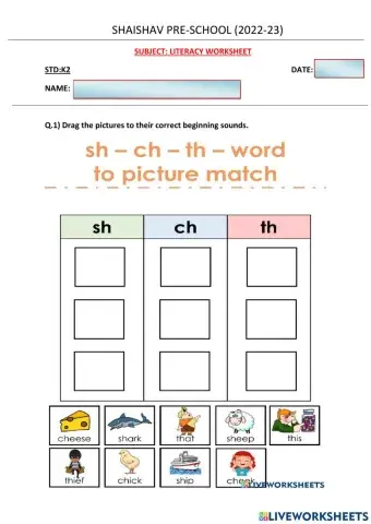 Literacy worksheet