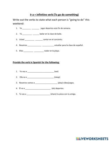 Ir a + Infinitive Verbs