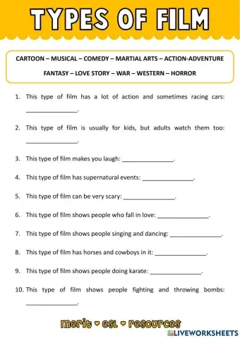 Vocabulary - Types of Film