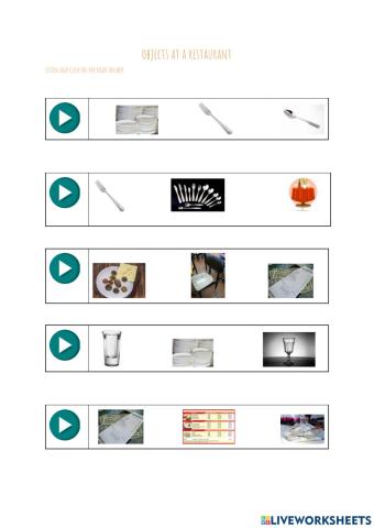 Objects at a restaurant