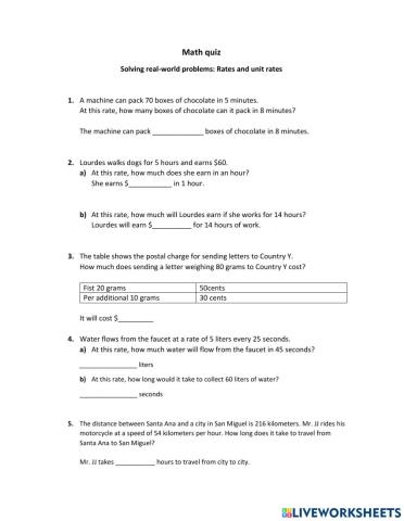 Rates and unit rates