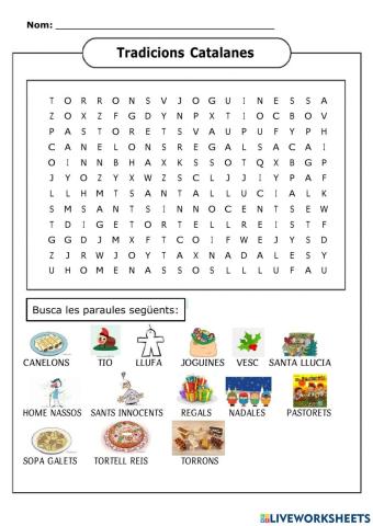 Sopa de lletres Tradicions Catalanes