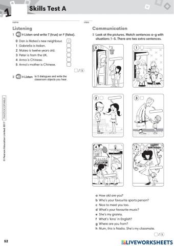 GG1 Semester Test 1Listening