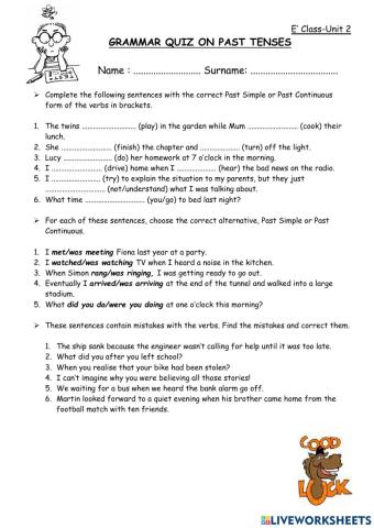 Cosmic B1+ Unit 2 Grammar Test 2.1